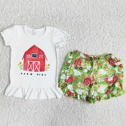 New Fashion Baby Girls Designer Clothes Farm Print Cute Girls Clothes Summer Set Wholesale C15-22