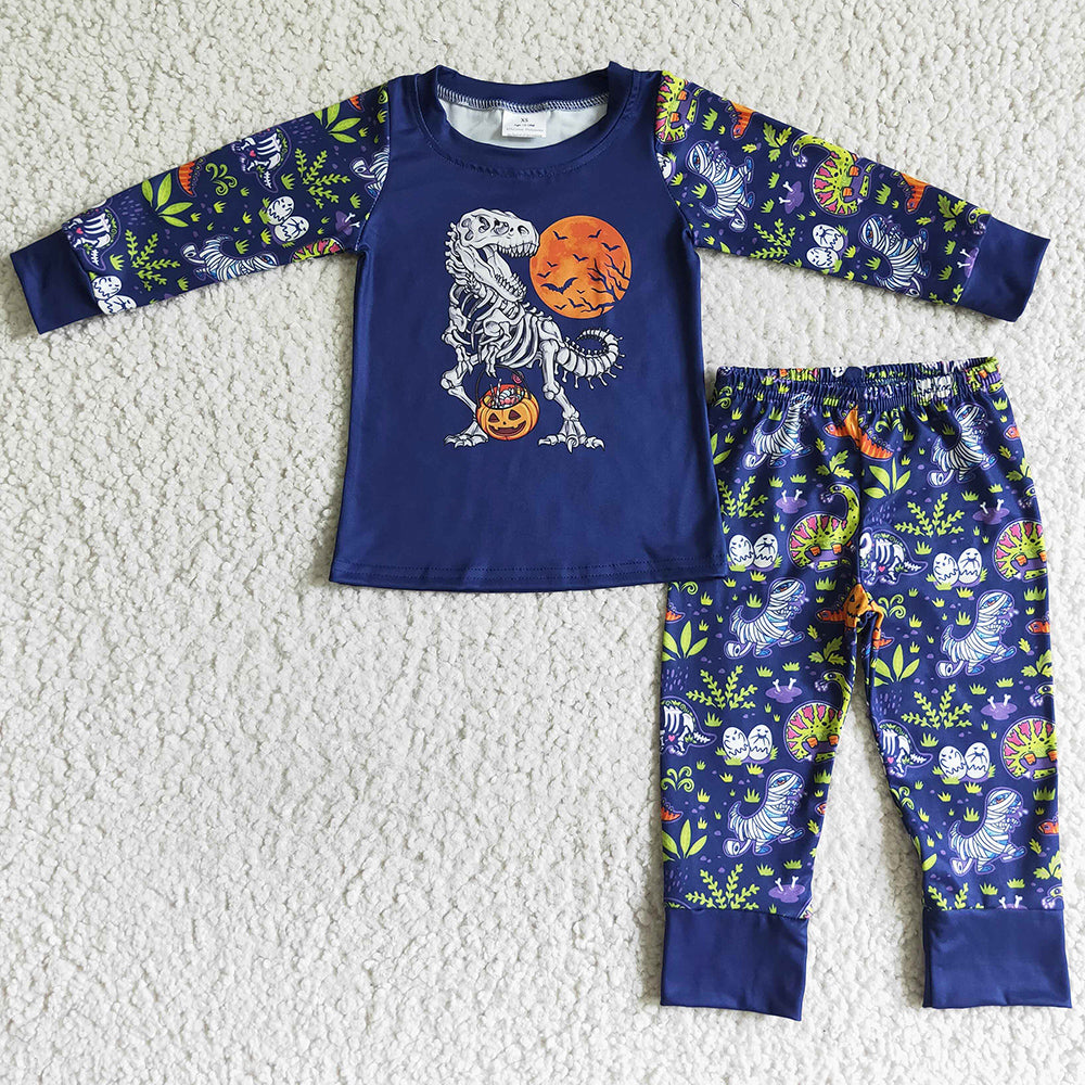 Halloween Baby Boys Pajamas Dinosaur Pumpkin Print Nightgown BLP0025