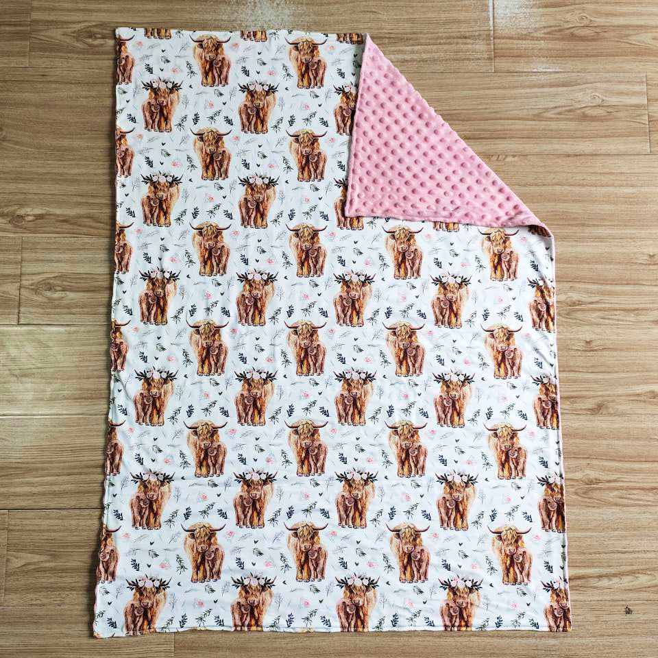 Soft Fashion Baby Girls Blankets Cow Printed Kids Boutique Blankets Wholesale 29*43 inches 6 B6-34