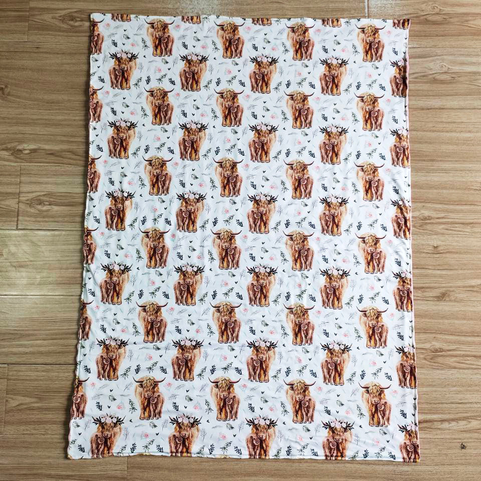 Soft Fashion Baby Girls Blankets Cow Printed Kids Boutique Blankets Wholesale 29*43 inches 6 B6-34