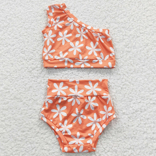Baby Girls Clothes Orange Flowers Summer Bummie Sets GBO0118