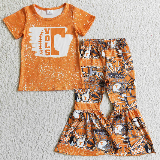 New Design Baby Girl Clothes Short Sleeve Bell Bottom Outfits GSPO0241