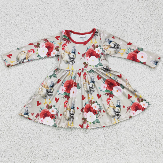 New Fashion Baby Girls Dress Love Print Boutique Gilrs Twirl Dresses for Valentine's Day GLD0163