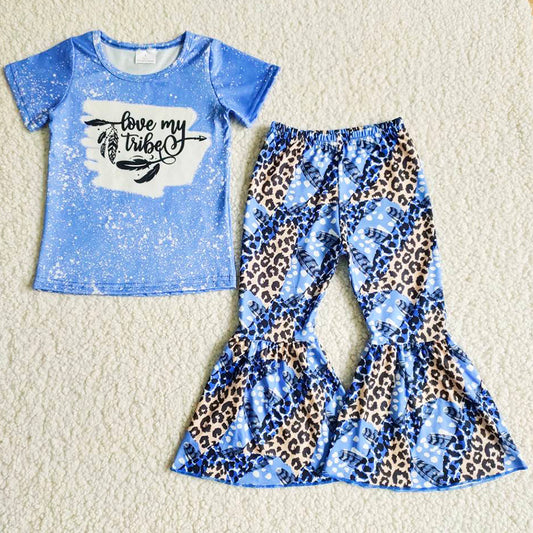 New Arrival Baby Girls Clothes Spring Summer Short Sleeve Bell Bottom Outfits Wholesale Kids Clothing B8-25