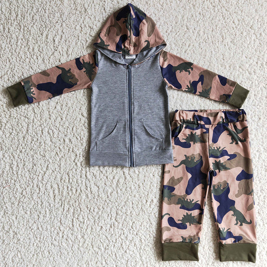 New Baby Boys Clothing Camouflage Zipper Hoodies Set Boutique Boy Clothes Hooded Outfits BLP0069