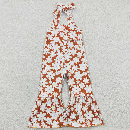 Baby Girls Jumpsuit Flowers Strap Bell Bottom Jumpsuits SR0315