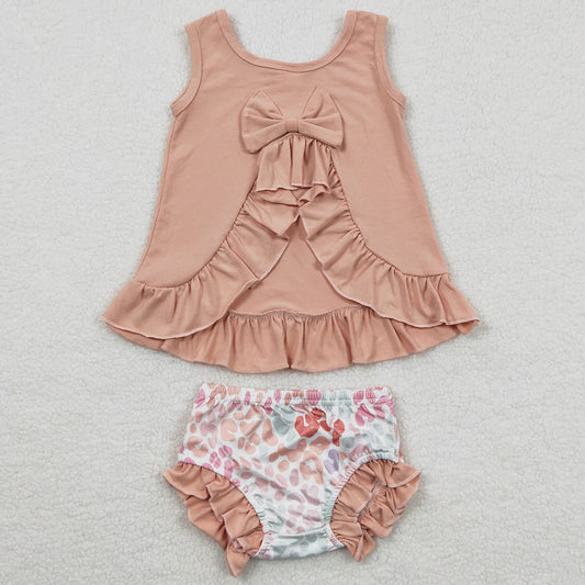 Baby Girls Clothes Pink Bow Tunic Floral Bummie Sets GBO0122