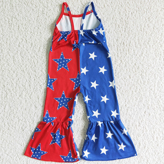 Wholesale Baby Girls Clothes Jumpsuit July 4th Star Print Boutique Girls Jumpsuit SR0058