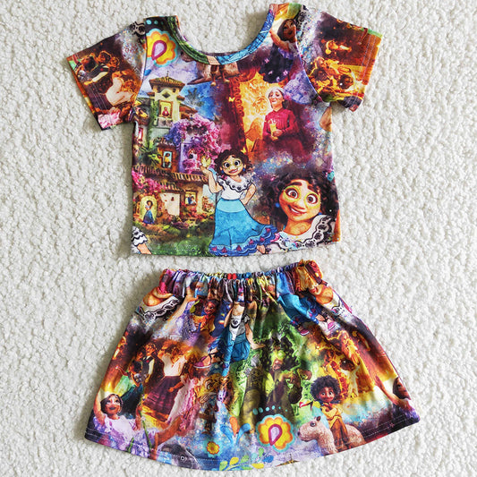 New Arrival Baby Girl Clothes Summer Girls Short Sleeve T-shirt Skirt Dress Set GSD0027