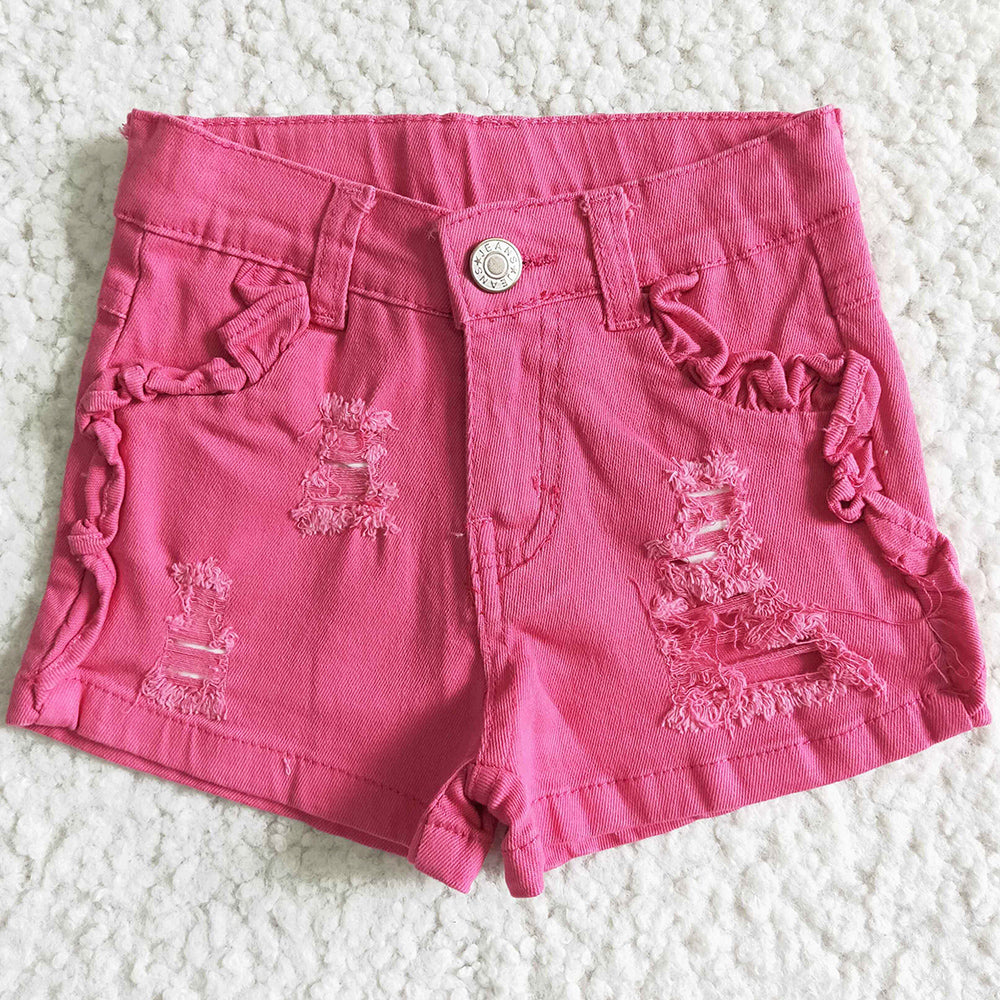 Wholesale Baby Girls Jeans Shorts Summer Pink Girls Shorts Jeans Toddler Girls Denim Boutique Children Denim SS0013