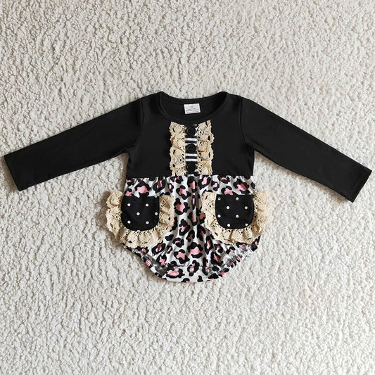 Leopard Print Fashion Toddler Girls Clothes Tunic Top with Pocket Boutique Set GLP0232