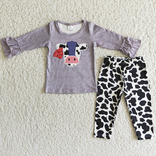 Boutique Baby Girls Clothes Cow Print Girls Clothing Leggings Sets 6 A5-1