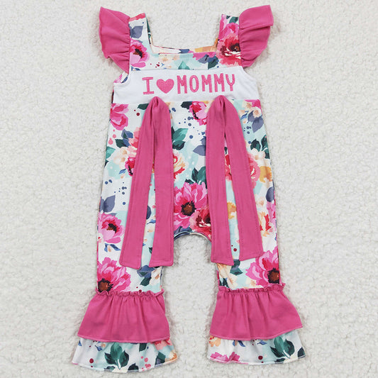 Toddler Baby Girls Romper I love Mommy Pink Floral Rompers SR0251