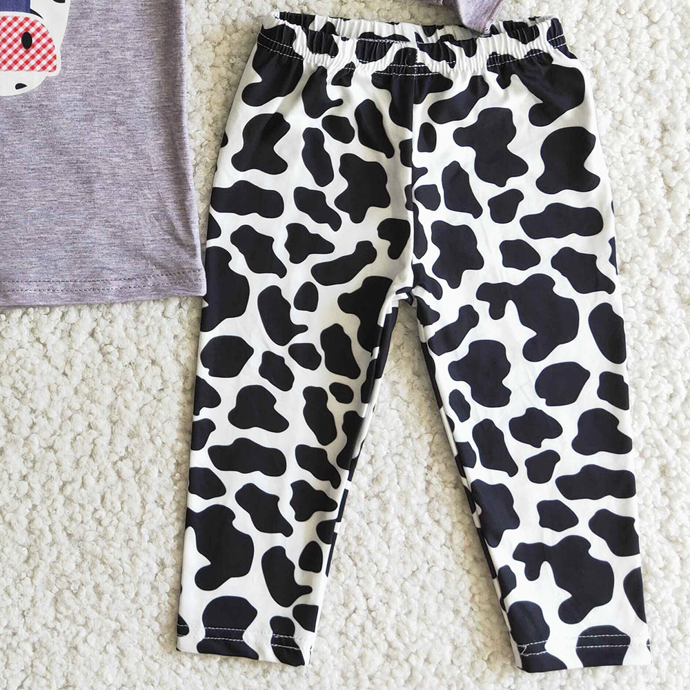 Boutique Baby Girls Clothes Cow Print Girls Clothing Leggings Sets 6 A5-1