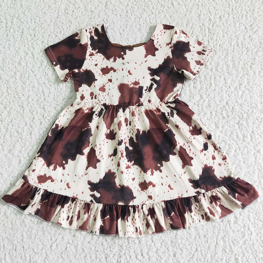 New Fashion Baby Girls Dress Cow Print Summer Girls Boutique Dress GSD0032