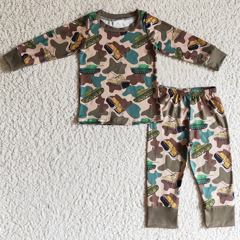 Boutique Boys Pajamas Set Camouflage Tank Print Cool Boys Clothing Sleepwear BLP0124