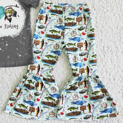 Hot Sale Kids Designer Clothes Girls Outfit Baby Clothing Toddler Girl Clothes Short Sleeve Bell Bottom Pants Aa-3
