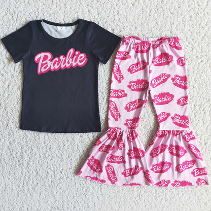 RTS Baby Girl Designer Clothes Milk Silk Fashion Toddler Kids Clothes Girl Bell Bottom Outfits Wholesale Children Outfit E2-19