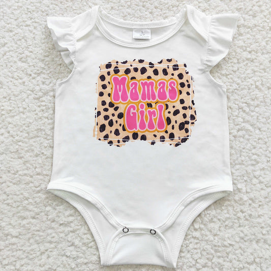 Baby Infant Rompers Flutter Sleeve Mama's Girl Leopard Rompers SR0308