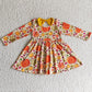 Boutique Girls Pumpkin Dress Halloween Long Sleeve Girls Dress GLD0055