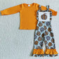 Halloween Girls Clothes Boutique Overalls Outfits Pumpkin Print Fall Girls Set GLP0114