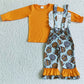 Halloween Girls Clothes Boutique Overalls Outfits Pumpkin Print Fall Girls Set GLP0114