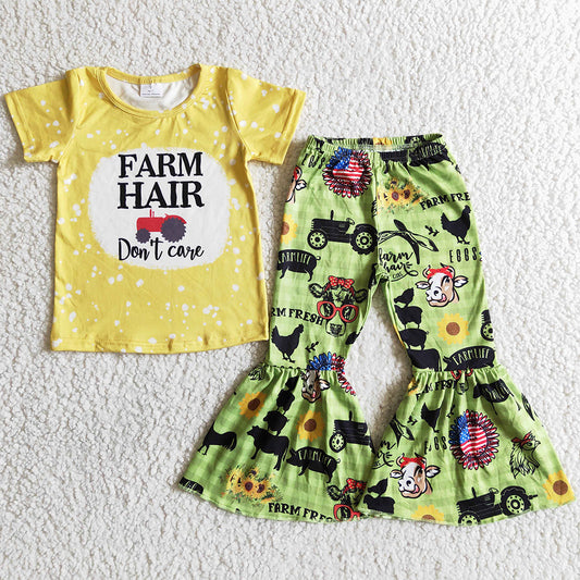 New Design Baby Girl Clothes Spring Summer Kids Clothes Girls Bell Bottom Outfits Wholesale Children Clothing B12-28