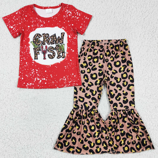 Hot Sale Toddler Girls Clothes Set Crawfish Print Cute Baby Girls Outfits GSPO0332