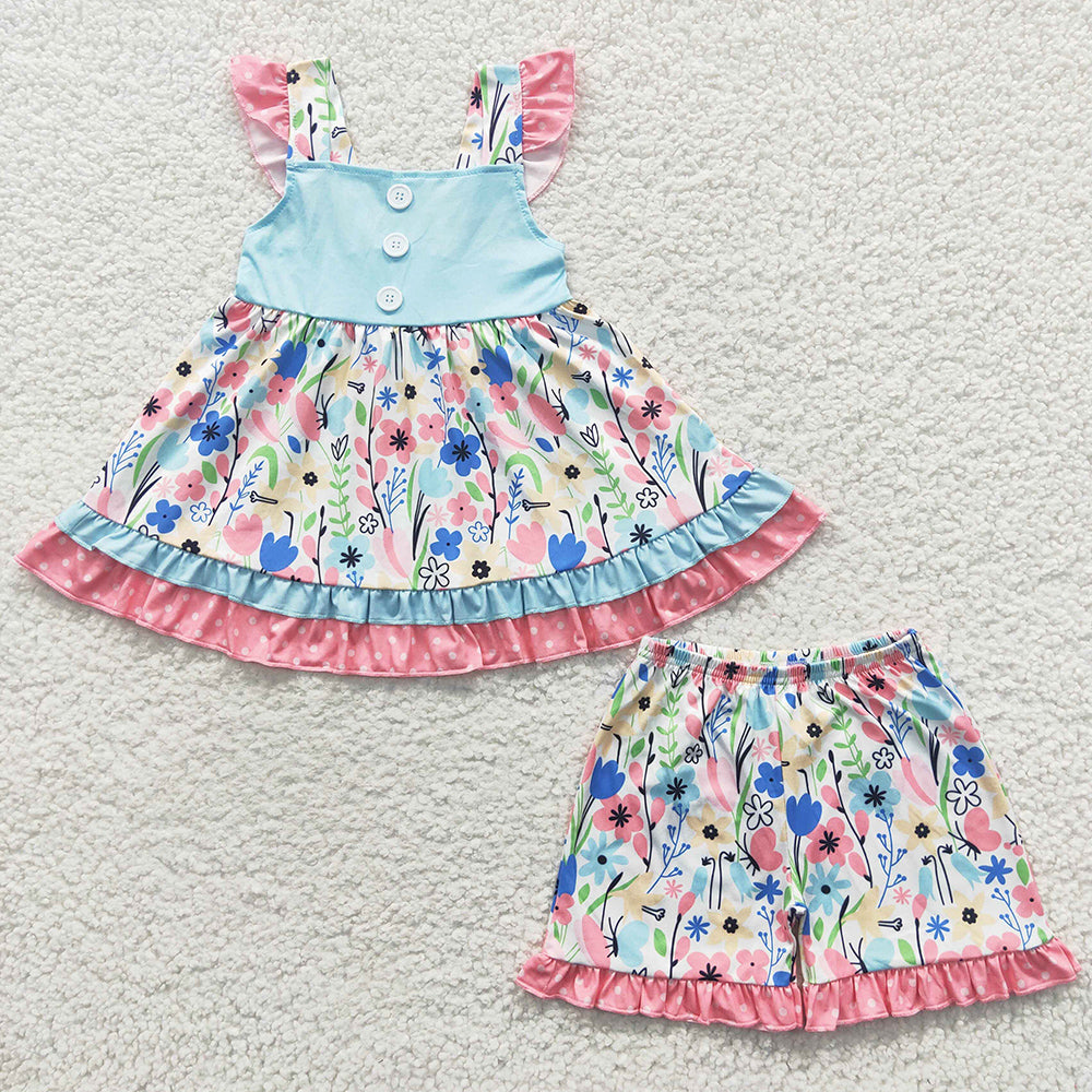 Summer Boutique Girls Clothing Flower Outfits GSSO0243