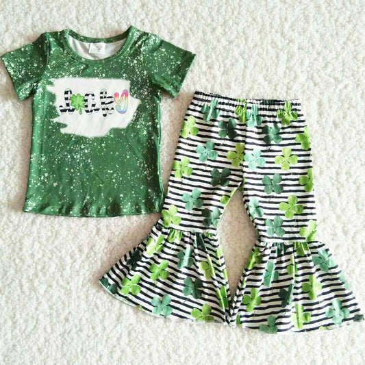 Wholesale Baby Girls Clothes St. Patrick Boutique Girls Clothing Sets Lucky Toddler Girl Clothes B14-4