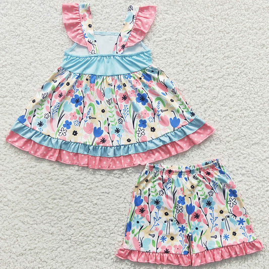 Summer Boutique Girls Clothing Flower Outfits GSSO0243