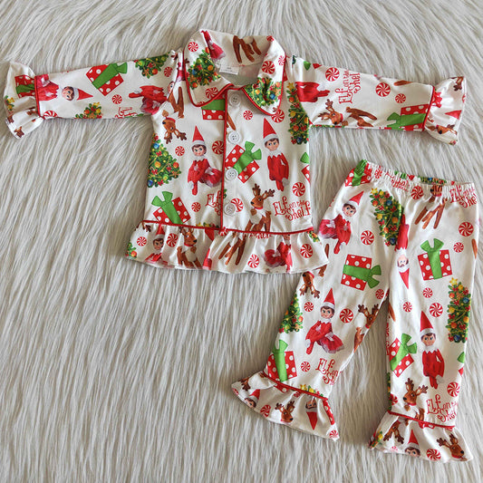 Christmas Boutique Girls Pajamas Set Long Sleeve Sleepwear 6 C8-38