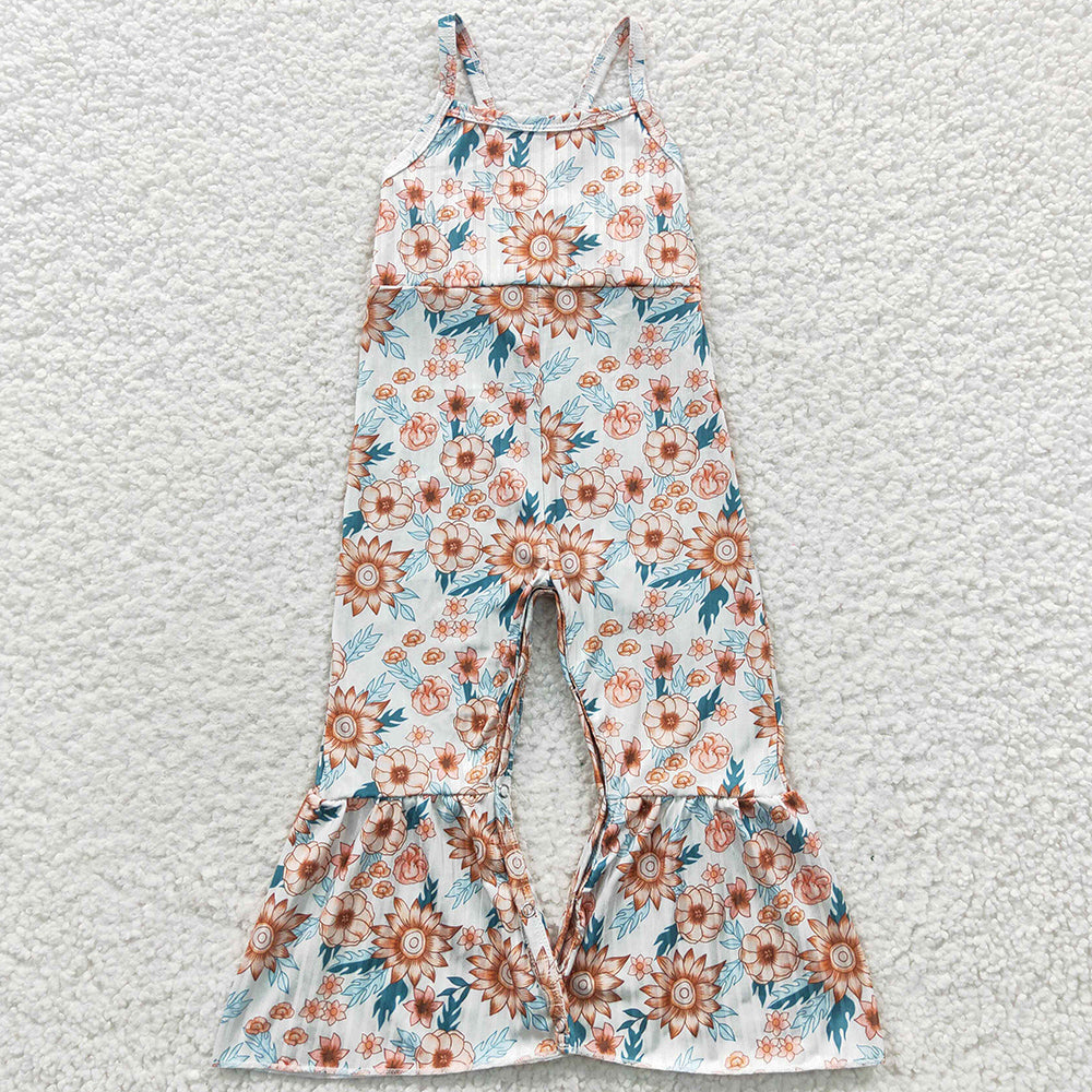 Summer Boutique Girls Jumpsuit Floral Sleeveless Girls Jumpsuits SR0309