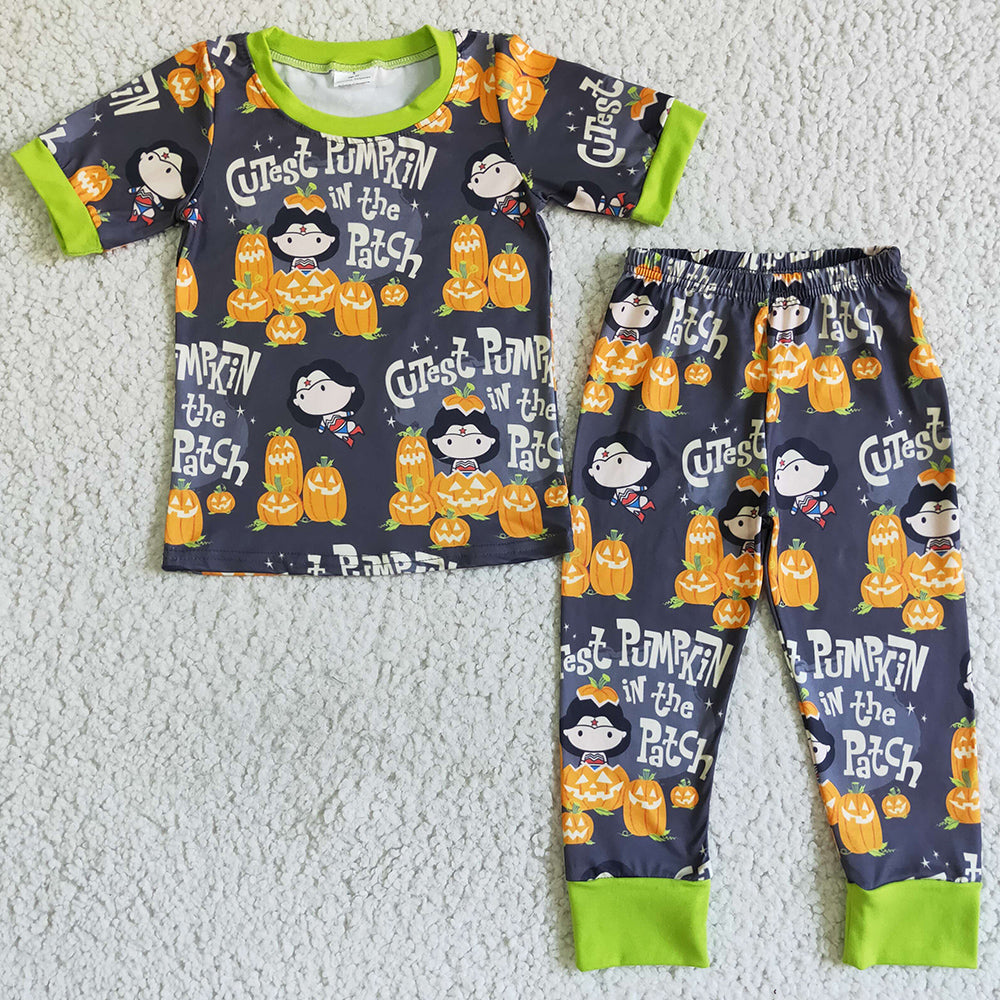 Halloween Pumpkin Boutique Boys Pajamas Set Girls Nightgown BSPO0027