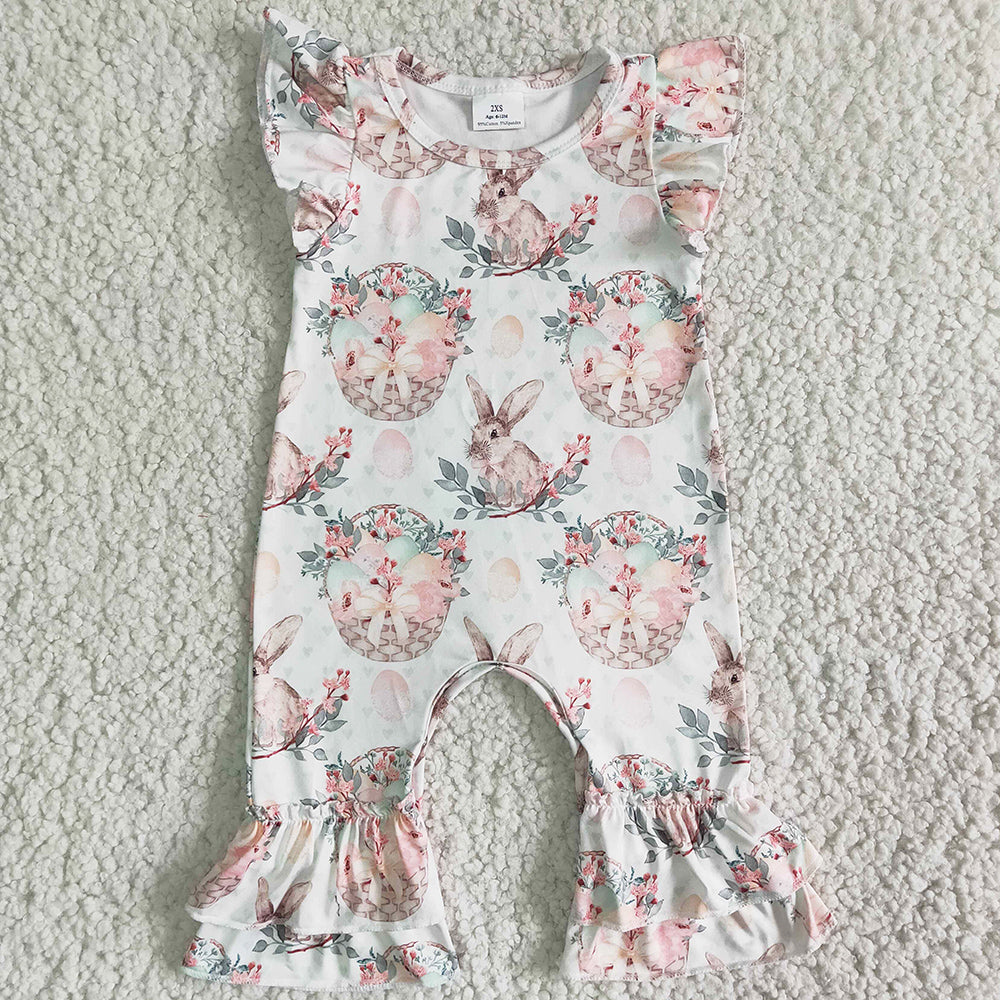 Boutique Baby Girls Clothes Romper Easter Bunny Cute Toddler Girls Rompers Wholesale Girls Clothing B6-27