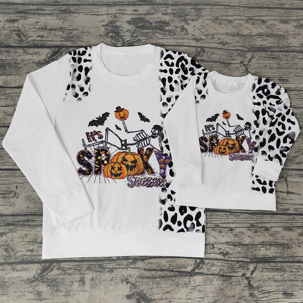 Mommy and Me Halloween Clothing Top Pumpkin Print Mother Boys Girls Shirts BT0064 BT0065