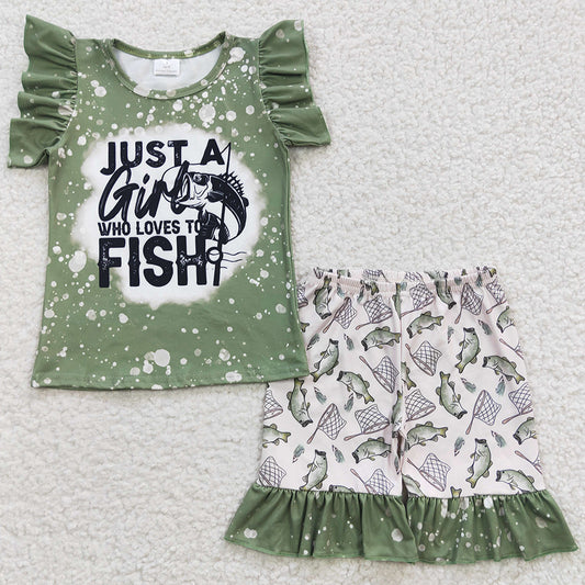 Baby Girls Clothes Shorts Sets Just A Girl Love Fish GSSO0295