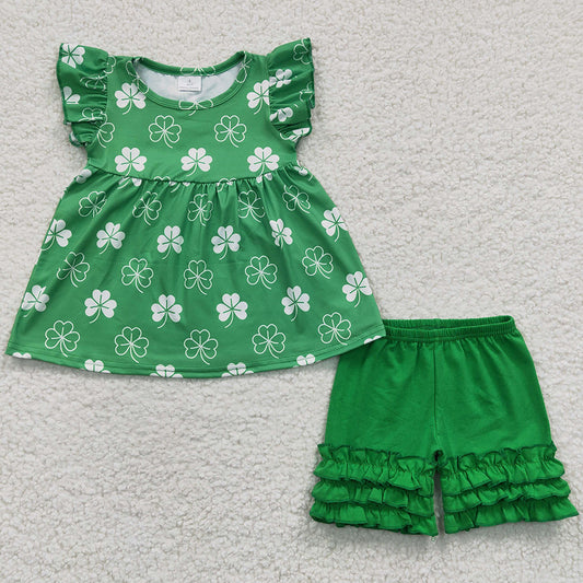 St. Patrick's Day Baby Girls Clothes Short Sleeve Shorts Set A11-21