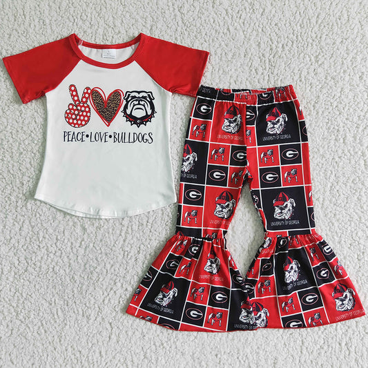 Wholesale Baby Girls Clothes Fashion Bell Bottom Outfits Cute Girls Clothing Sets A1-24