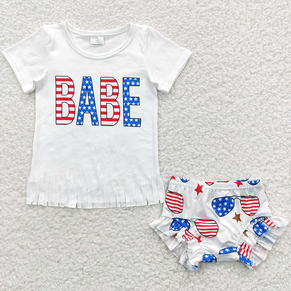 Baby Girls Clothes 4th Of July Babe Bummie Sets GBO0127