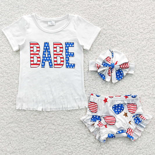 Baby Girls Clothes 4th Of July Babe Bummie Sets GBO0127