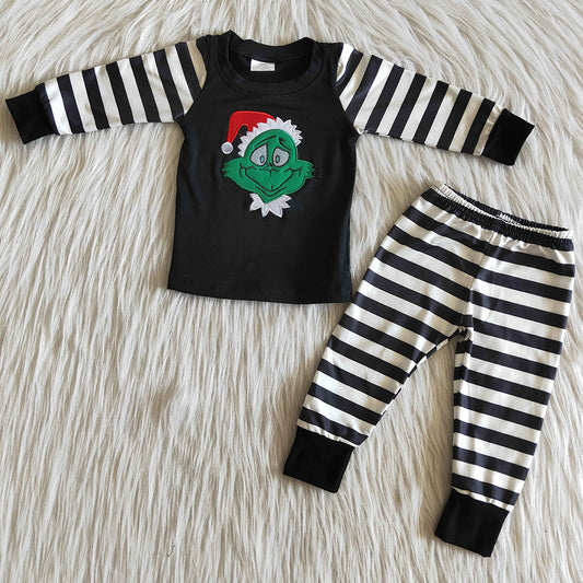 Christmas Kids Boys Pajamas Set Boutique Embroidery Baby Boy Pajamas Nightwear 6 B7-17