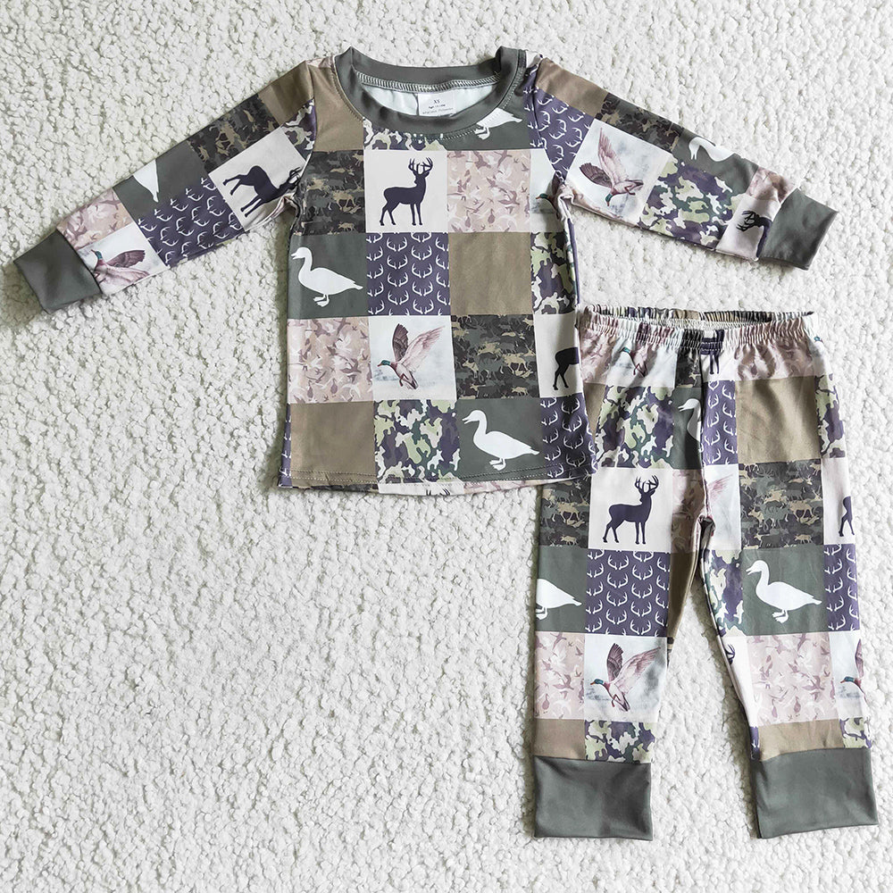 Cute Baby Kids Pajamas Duck Deer Print Boutique Boys Pajamas Set BLP0132