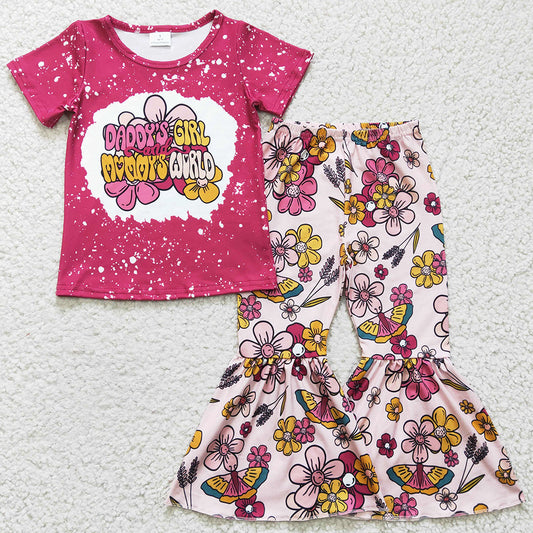 Boutique Girls Clothes Daddy`s Girl Cute Bell Bottom Outfits GSPO0414