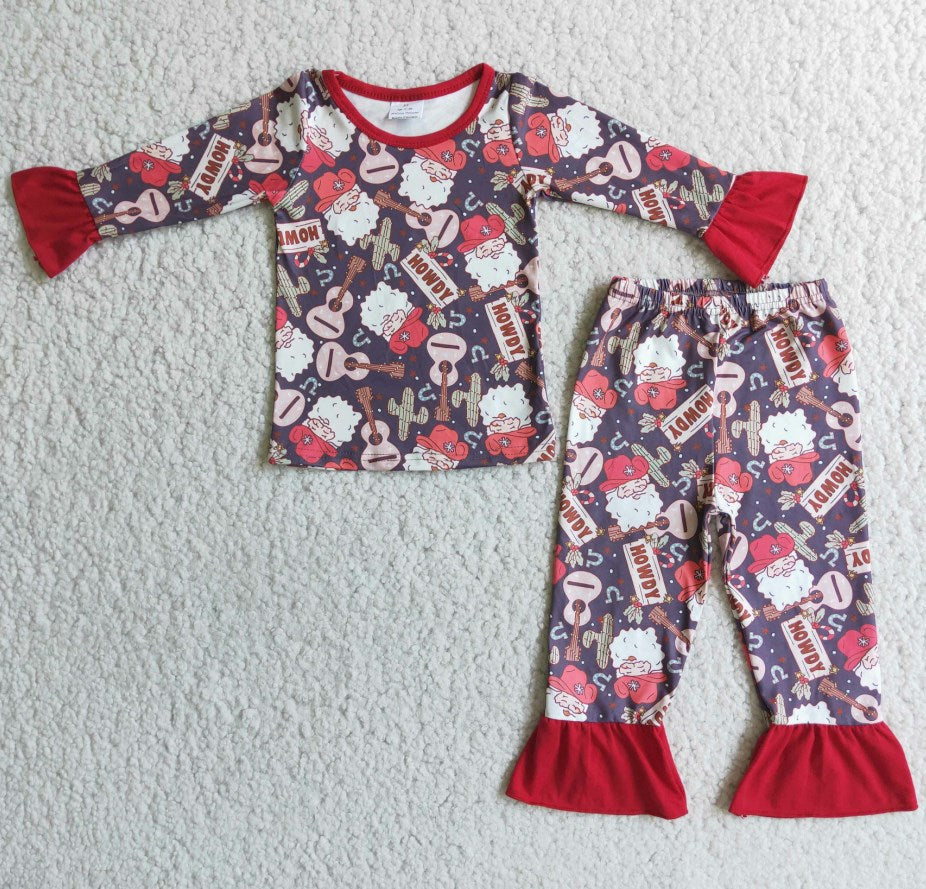 Christmas Baby Girls Pajamas Set Boutique Toddler Girls Sleepwear Nightwear 6 A6-14