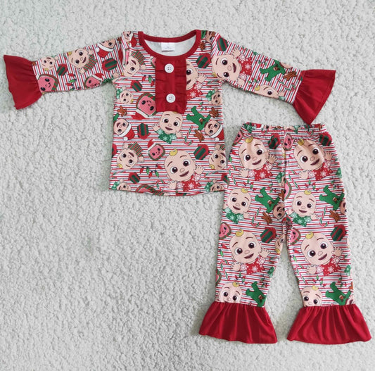 Christmas Girls Pajamas Set Cartoon Sleepwear Boutique Baby Pajamas 6 A6-29