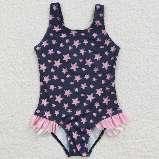 Star Print Girls Swimsuit 1pcs S0048