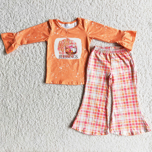 Baby Girls Clothes Fall Outfits Pumpkin Print Boutique Toddler Girls Clothes Outfits 6 A18-19