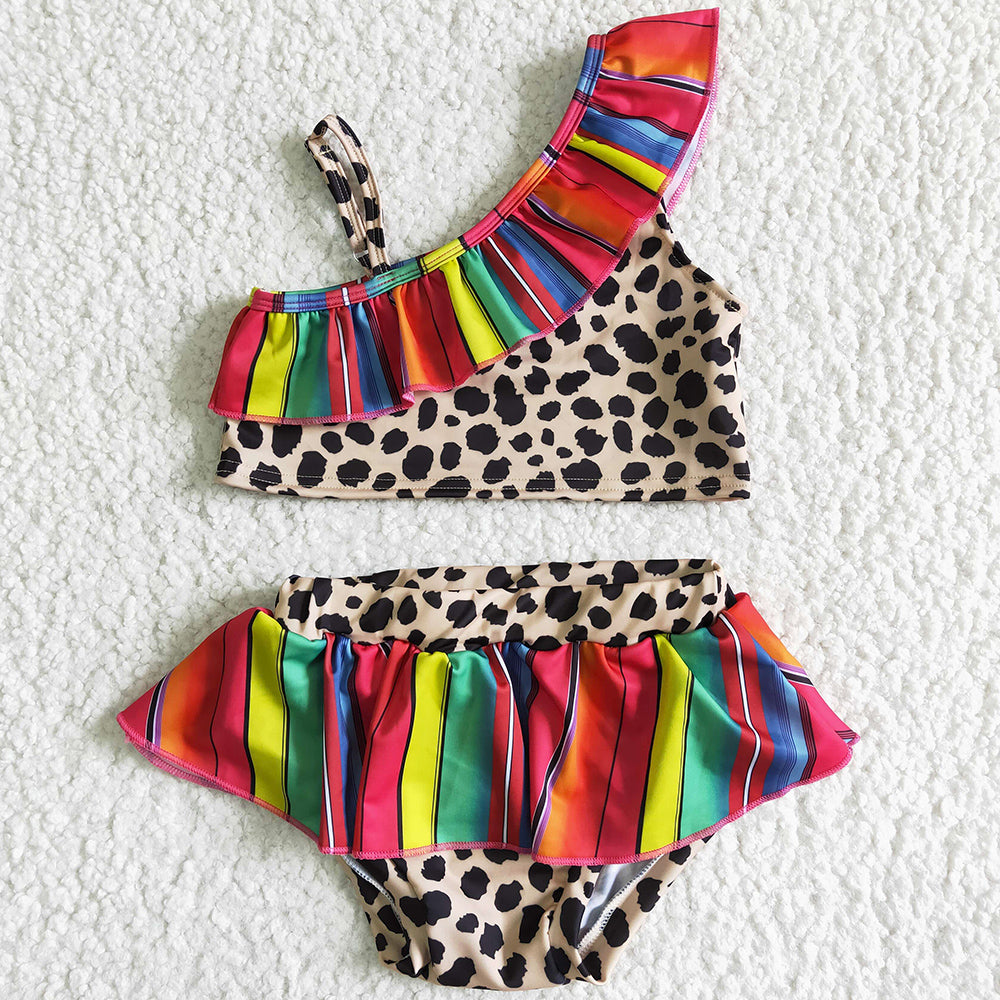 Hot Sale Baby Girls Swimsuit Swimwear Bathing Suit Leopard Print Fashion Girls Swumwear Boutique Kids Swimwear for Girls S0001