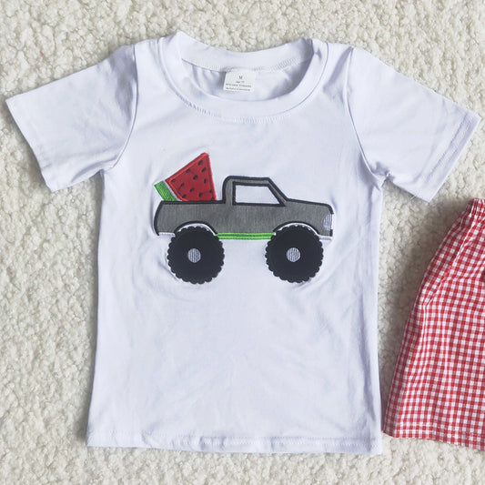 Baby Boy Clothes Watermelon Embroidery Boys Boutique Clothing Kids Summer Outfits C15-3